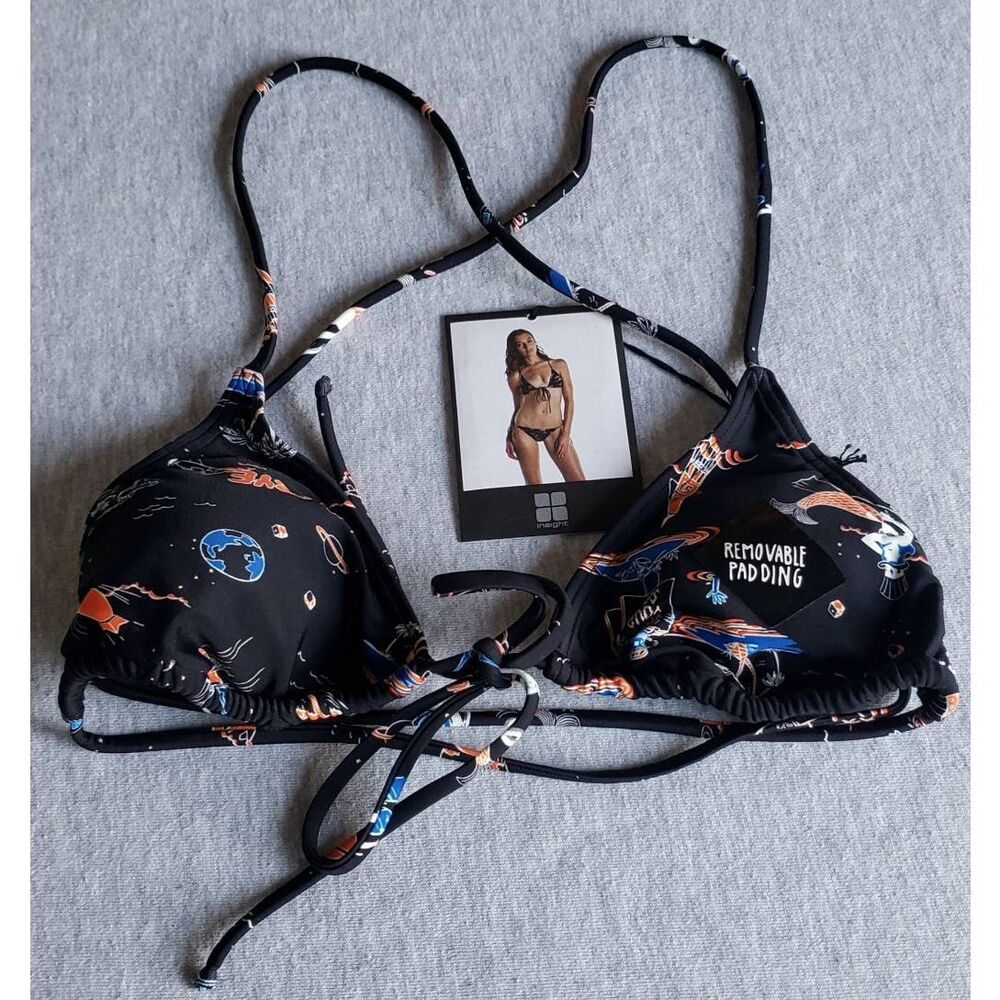 INSIGHT CROSS BACKBRA TOP APACOLYPSO BLACK BIKINI TOP NWT